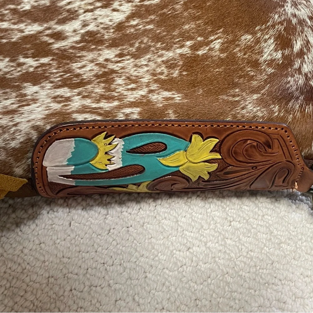 American Darling Cow Print Hair Fringe Western Purse Crossbody Messenger Bag - Picture 13 of 13